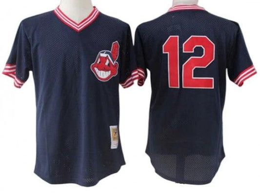 Cleveland Indians #12 Roberto Alomar Navy Cooperstown Mesh Batting Practice Jersey by My Store