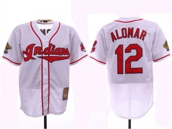 Cleveland Indians #12 Roberto Alomar White 1995 World Series Cooperstown Collection Cool Base Jersey by My Store