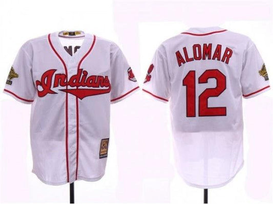 Cleveland Indians #12 Roberto Alomar White 1995 World Series Cooperstown Collection Cool Base Jersey by My Store