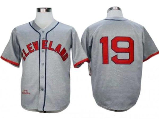 Cleveland Indians #19 Bob Feller Gray 1948 Throwback Jersey by My Store