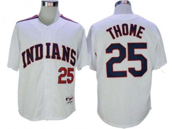 Cleveland Indians #25 Jim Thome White 1978 Throwback Jersey by My Store