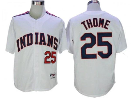 Cleveland Indians #25 Jim Thome White 1978 Throwback Jersey by My Store