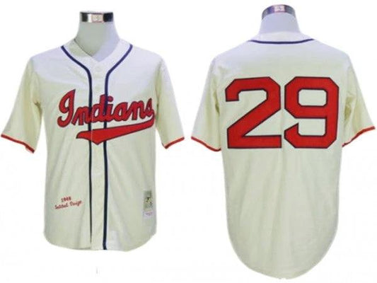 Cleveland Indians #29 Satchel Paige Cream 1948 Throwback Jersey by My Store