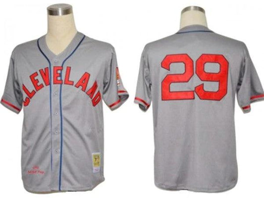 Cleveland Indians #29 Satchel Paige Gray 1948 Throwback Jersey by My Store