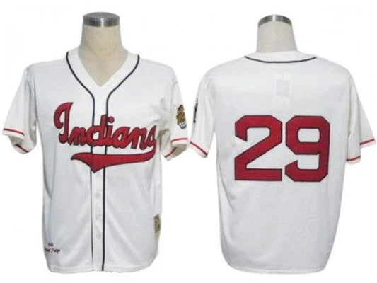 Cleveland Indians #29 Satchel Paige White Throwback Jersey by My Store