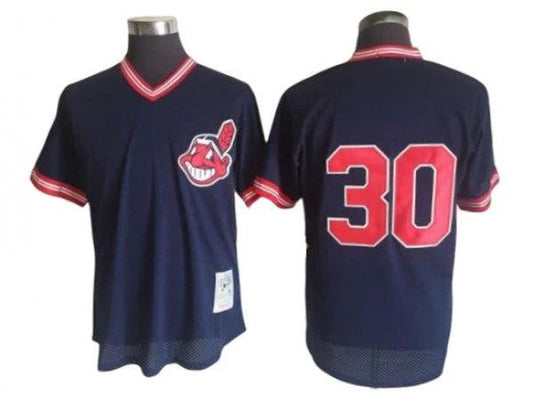 Cleveland Indians #30 Joe Carter Navy 1986 Cooperstown Mesh Batting Practice Jersey by My Store