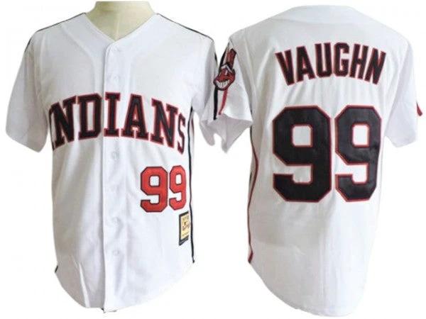 Cleveland Indians #99 Ricky Vaughn White Cooperstown Throwback Jersey by My Store
