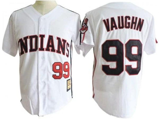 Cleveland Indians #99 Ricky Vaughn White Cooperstown Throwback Jersey by My Store