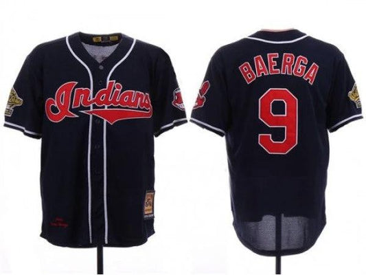 Cleveland Indians #9 Carlos Baerga Navy 1995 World Series Cooperstown Collection Cool Base Jersey by My Store