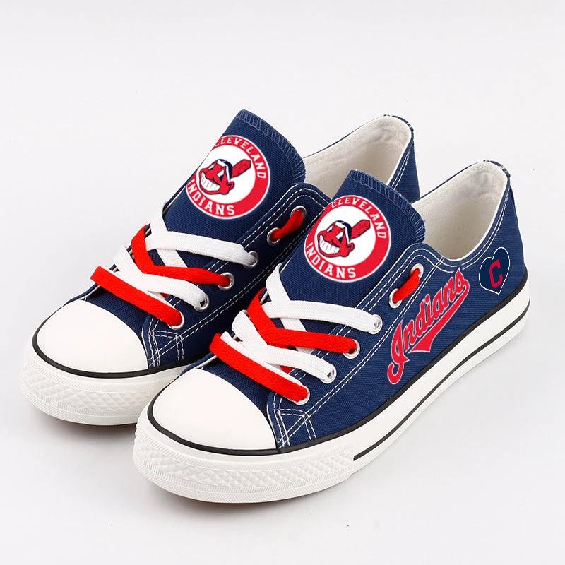 Cleveland Indians Limited Print Low Top Canvas Shoes Sport Sneakers For Men Women Fans by Crocs