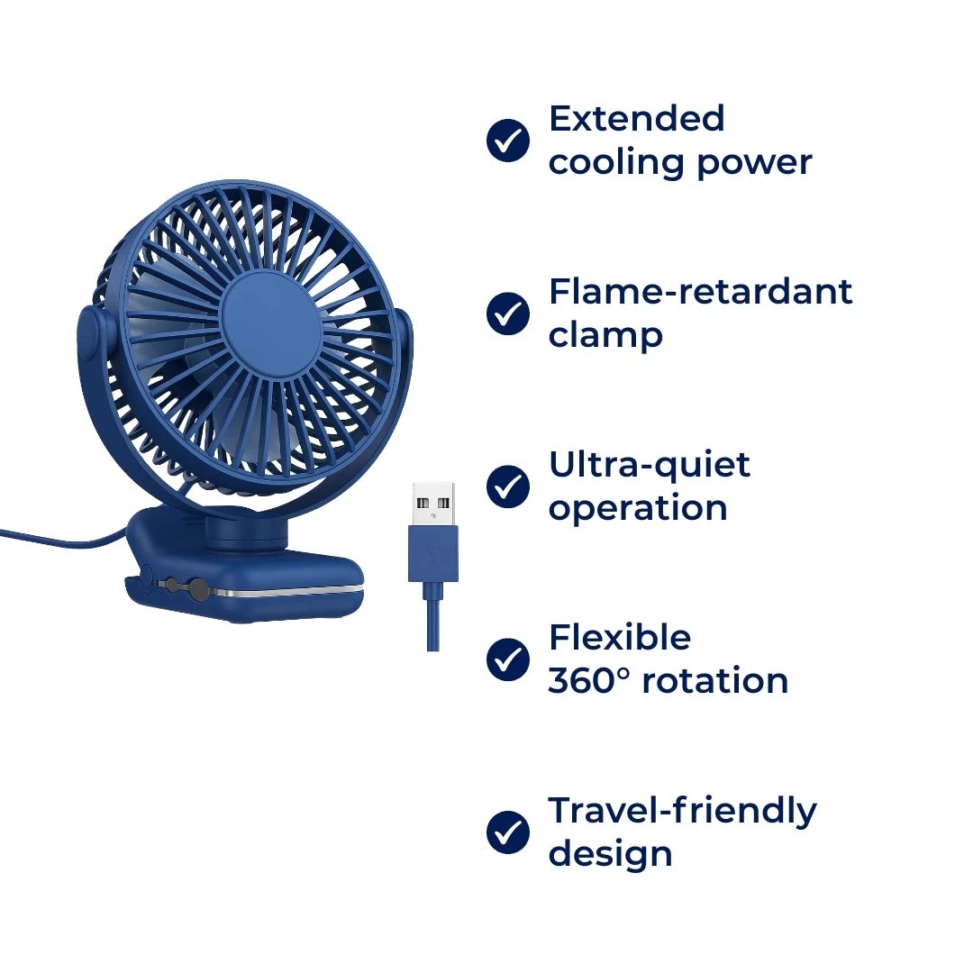 on USB Desk Fan Clamp Air Circulator – Long-Battery Cooling – Flame-Retardant Clamp – Quiet Nursery or Home-Office Use Bowlift by Bowlift