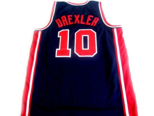 Clyde Drexler Jersey #10 Team USA Basketball Navy Blue by My store basketball