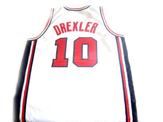 Clyde Drexler Jersey #10 Team USA Basketball Navy White by My store basketball