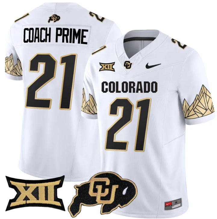 Coach Prime Jersey #21 Colorado Buffaloes Vapor Limited Football White by My Store