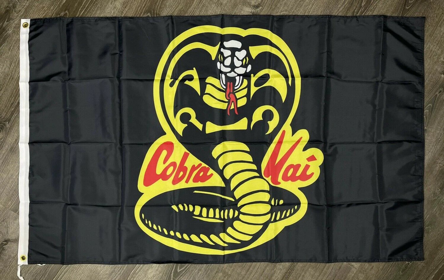Cobra Kai Strike First Karate Kid Flag 3x5 Black Movie Banner Man-Cave Garage by flagsjustdoit