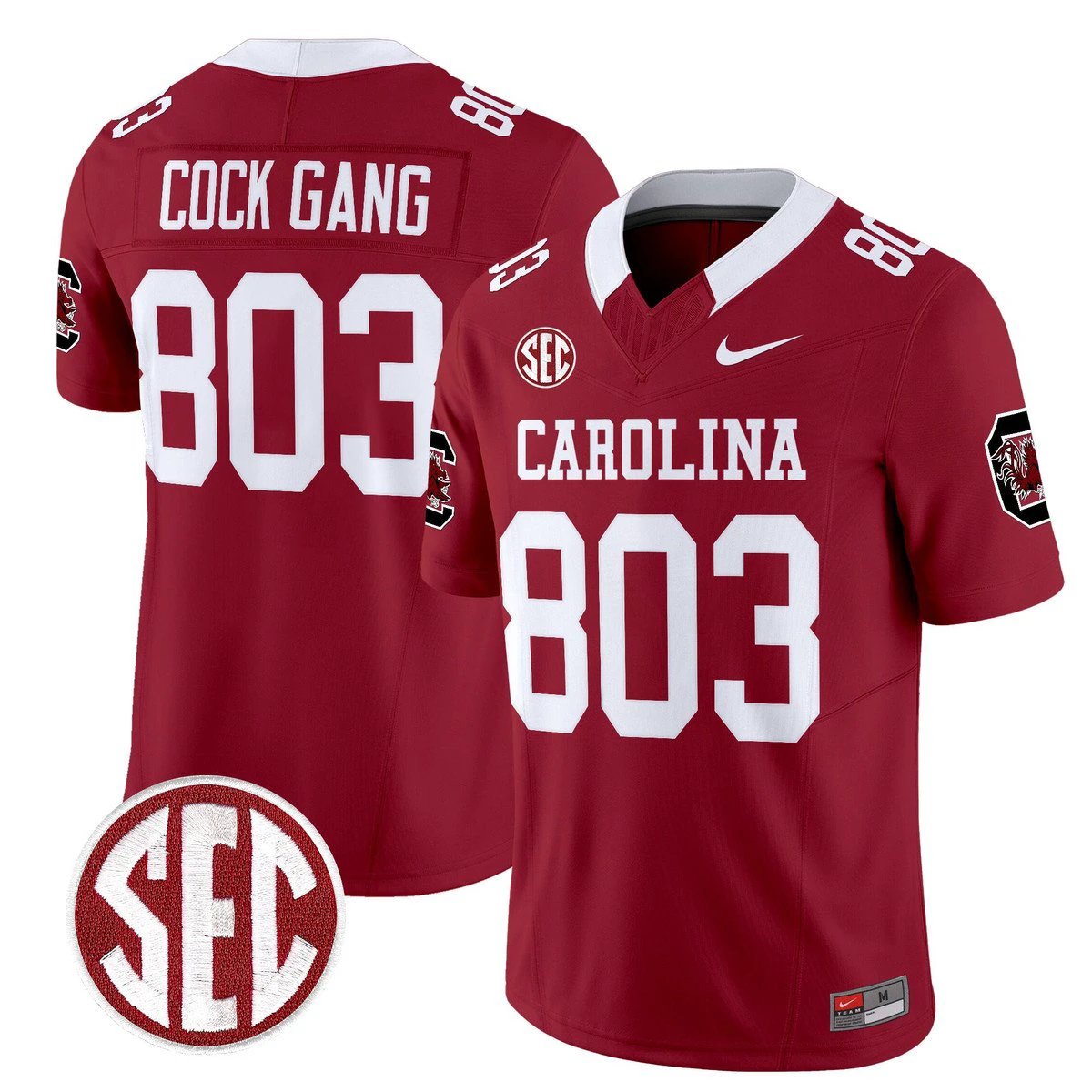 Cock Gang Jersey #803 Carolina 1980 Throwback Rebrand 2026 Stitched by My Store NCAA Football Jerseys