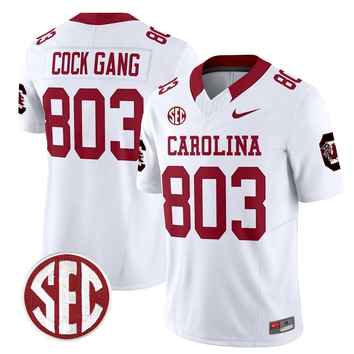 Cock Gang Jersey #803 Carolina 1980 Throwback Rebrand 2026 Stitched by My Store NCAA Football Jerseys