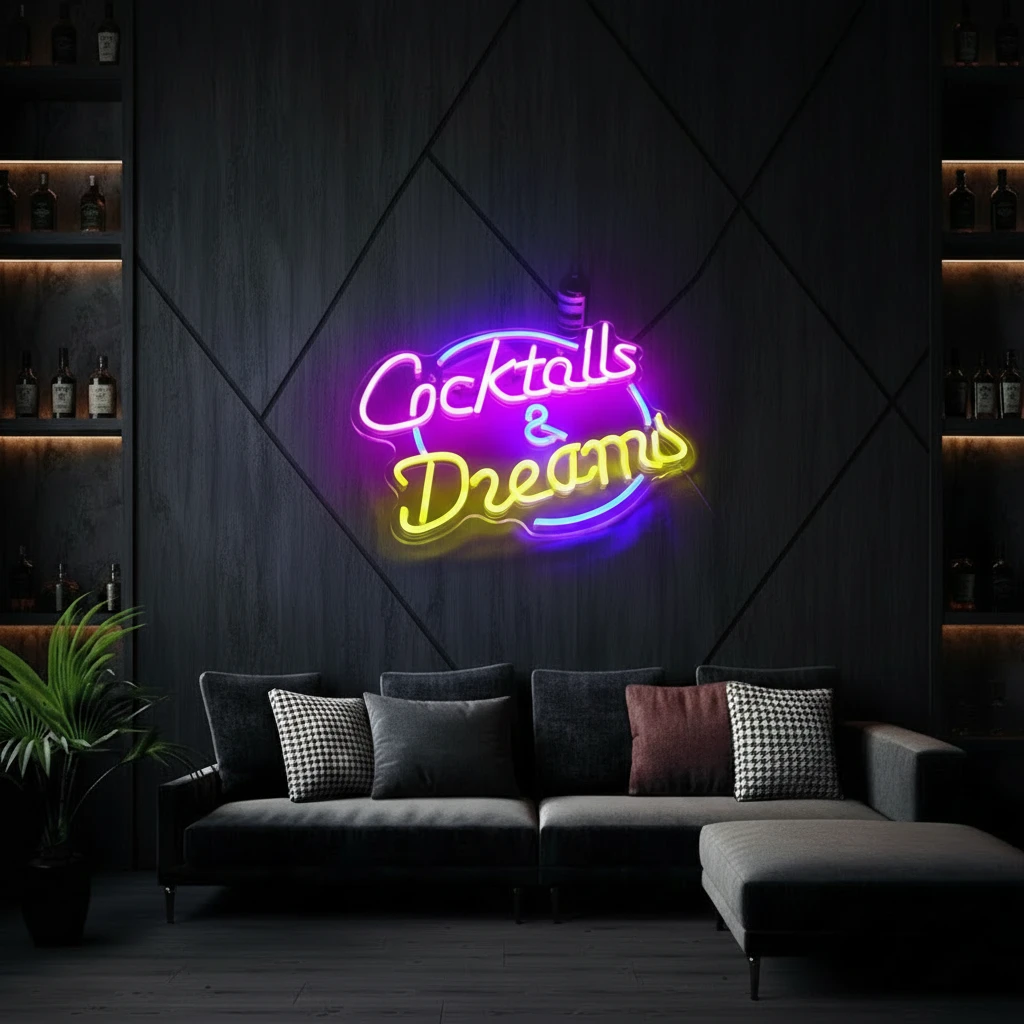 Cocktails & Dreams Neon Sign Bar Led Neon Sign by Neonchics
