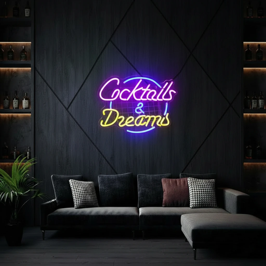 Cocktails & Dreams Neon Sign Bar Led Neon Sign by Neonchics