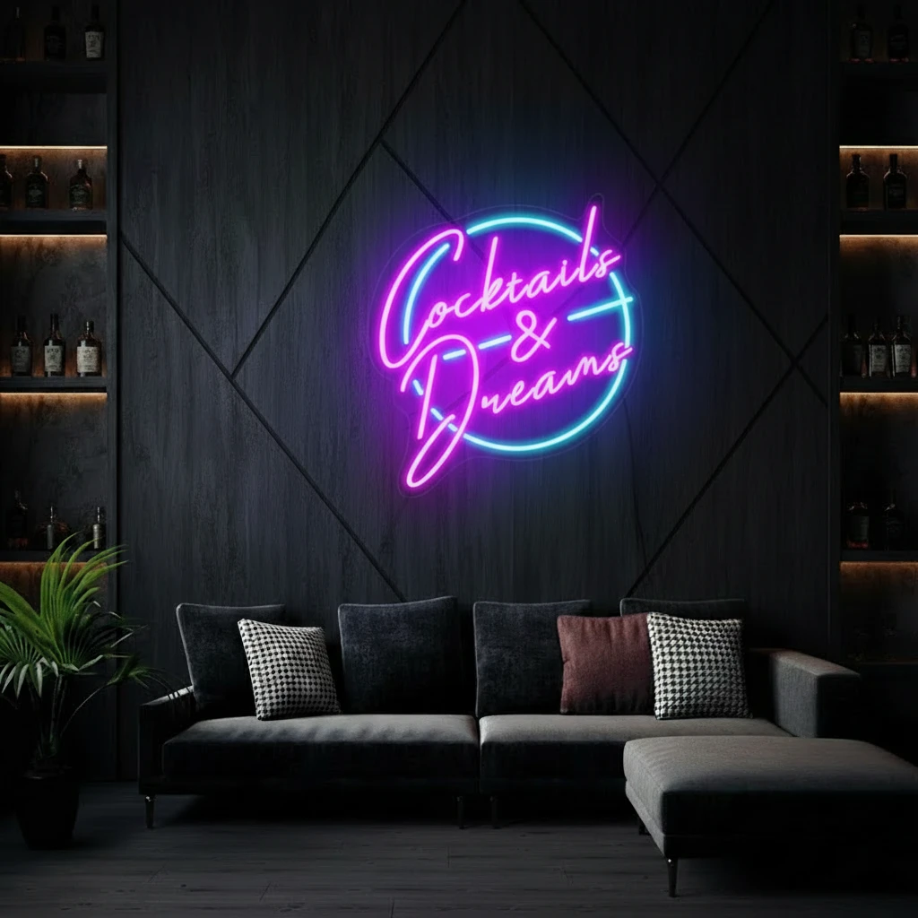 Cocktails and Dreams Neon Sign Bar Wall Decor Sign by Neonchics