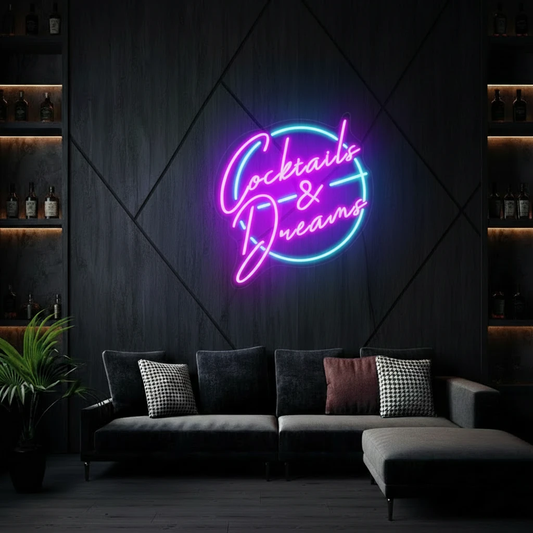 Cocktails and Dreams Neon Sign Bar Wall Decor Sign by Neonchics