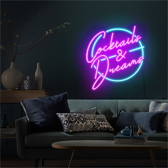 Cocktails and Dreams Neon Sign Bar Wall Decor Sign by Neonchics