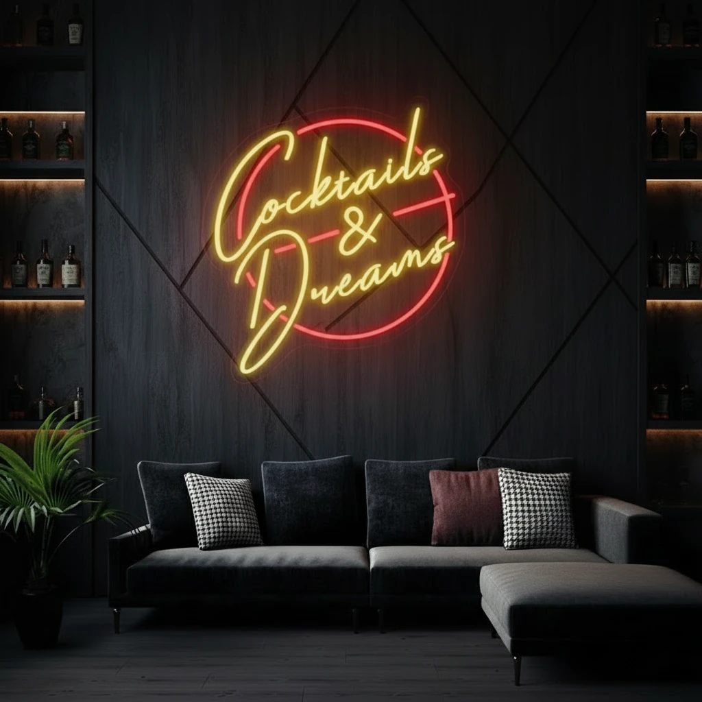 Cocktails and Dreams Neon Sign Bar Wall Decor Sign by Neonchics