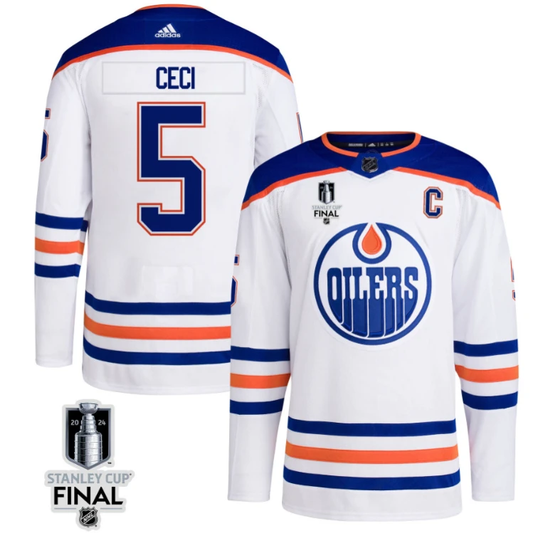 Cody Ceci 5 Edmonton Oilers 2024 STANLEY CUP Final Away Jersey Men, White by Hockey David