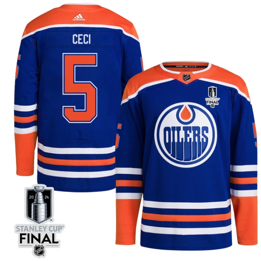 Cody Ceci 5 Edmonton Oilers 2024 STANLEY CUP Final Home Primegreen Jersey Men, Royal by Hockey David