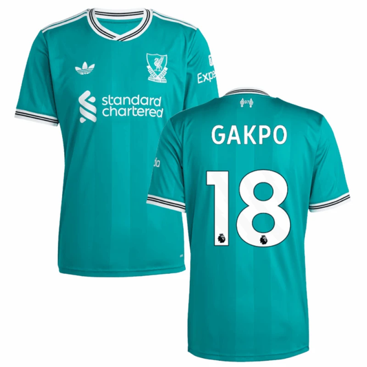 Cody Gakpo 18 Liverpool 2025-26 Third Match Jersey – Aqua by Soccer Jersey