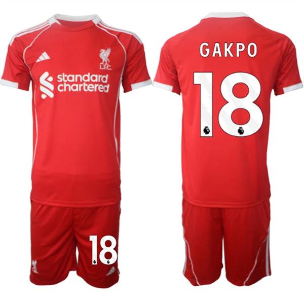 Cody Gakpo Jersey #18 Liverpool Red Home 2025 Soccer Suit by Soccer Jersey