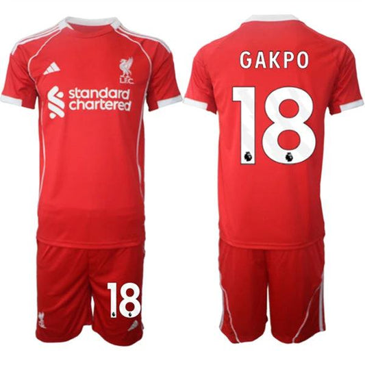Cody Gakpo Jersey #18 Liverpool Red Home 2025 Soccer Suit by Soccer Jersey
