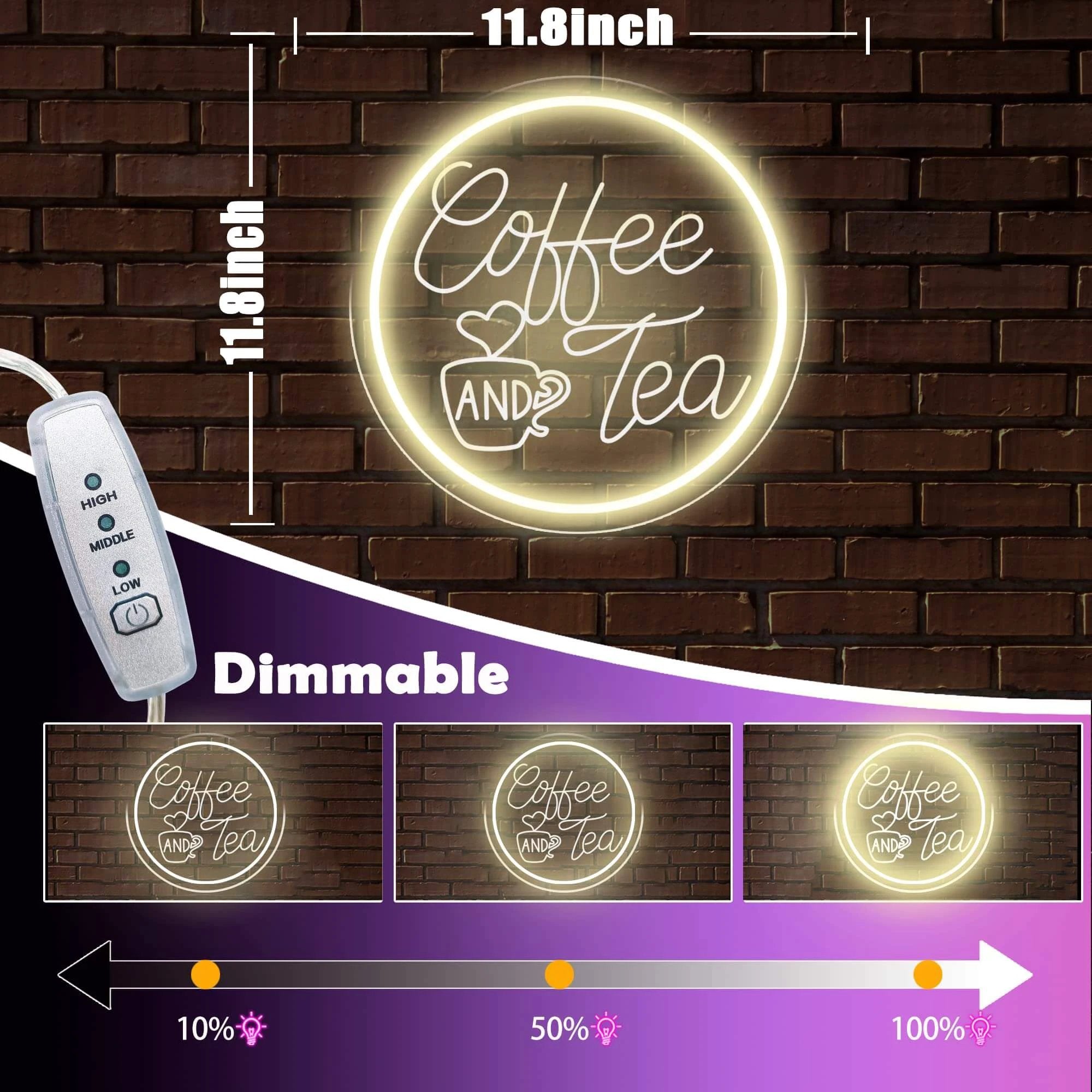 Round Coffee&Tea Neon Sign by Neonchics