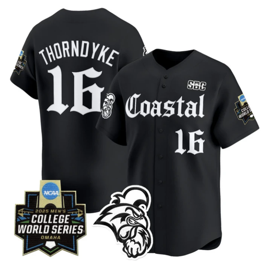 Colby Thorndyke Jersey #16 Coastal Carolina 2025 World Series Gothic Black by My Store