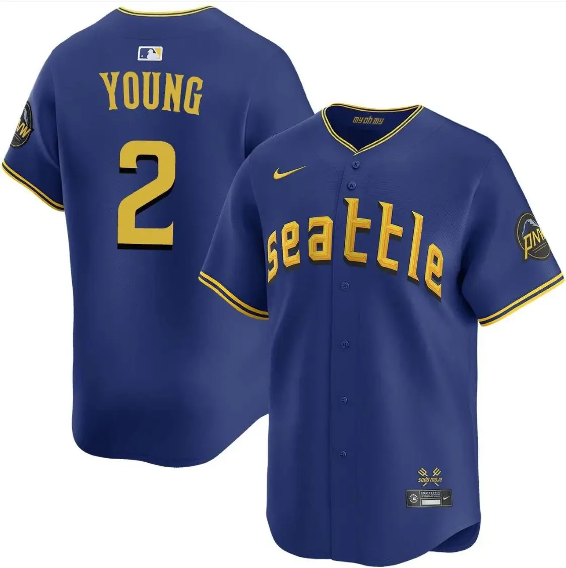 Cole Young Jersey #2 Mariners Vapor Premier Limited All Stitched by My Store