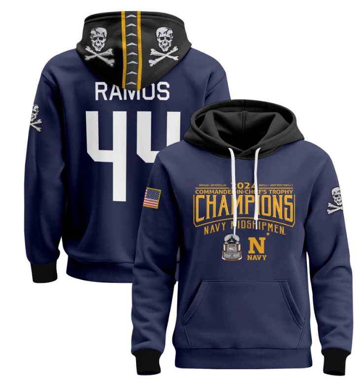 Colin Ramos Hoodie #44 Navy Midshipmen Champions Patch Pullover Gold White by Hoodie Pullover