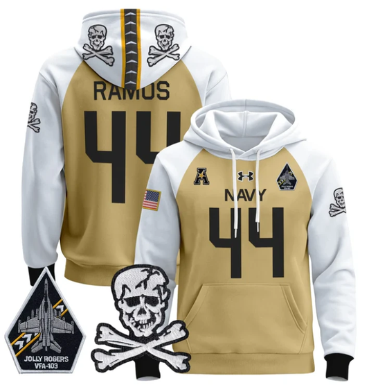 Colin Ramos Hoodie #44 Navy Midshipmen Pullover Jolly Rogers by Hoodie Pullover