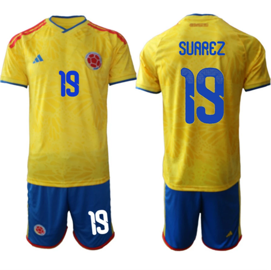 Colombia Team #19 Luis Suárez Yellow 2026 World Cup Home Soccer Jersey Suit by Soccer Jersey