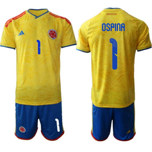 Colombia Team #1 David Ospina Yellow 2026 World Cup Home Soccer Jersey Suit by Soccer Jersey