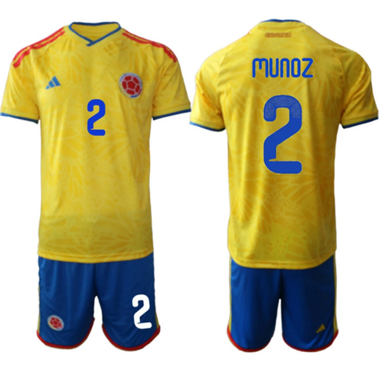 Colombia Team #2 Daniel Muñoz Yellow 2026 World Cup Home Soccer Jersey Suit by Soccer Jersey