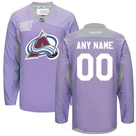 Colorado Avalanche Purple Pink Custom Reebok Hockey Fights Cancer Practice Jersey by Hockey David