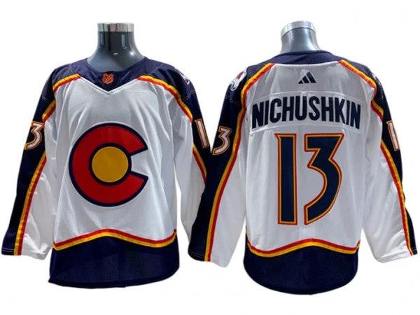 Colorado Avalanche #13 Valeri Nichushkin White 2022&23 Reverse Retro Jersey by Hockey David