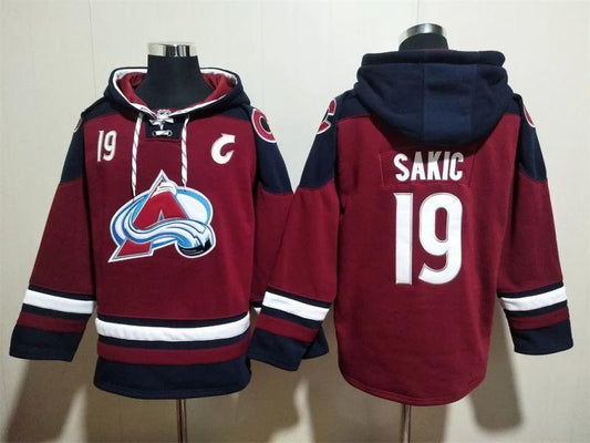 Colorado Avalanche #19 Joe Sakic Pullover Hoodie by Hoodie Pullover