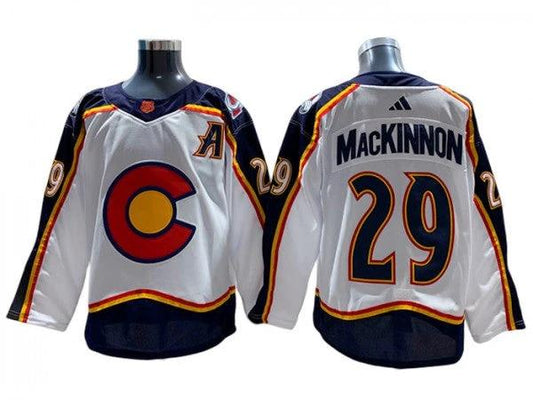 Colorado Avalanche #29 Nathan MacKinnon White Reverse Retro 2.0 Jersey by Hockey David