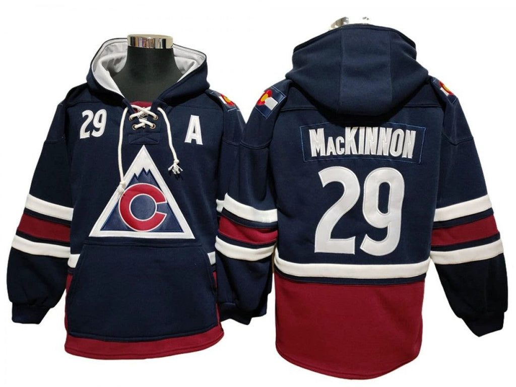 Colorado Avalanche #29 Nathan Mackinnon Navy Hoodie by Hoodie Pullover