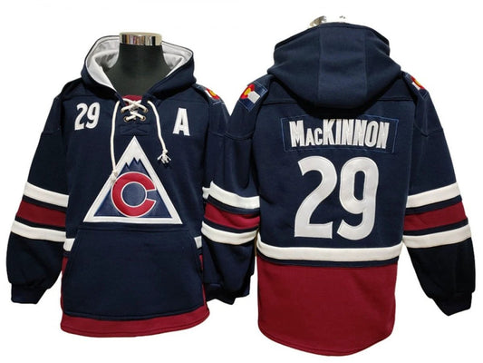 Colorado Avalanche #29 Nathan Mackinnon Navy Hoodie by Hoodie Pullover
