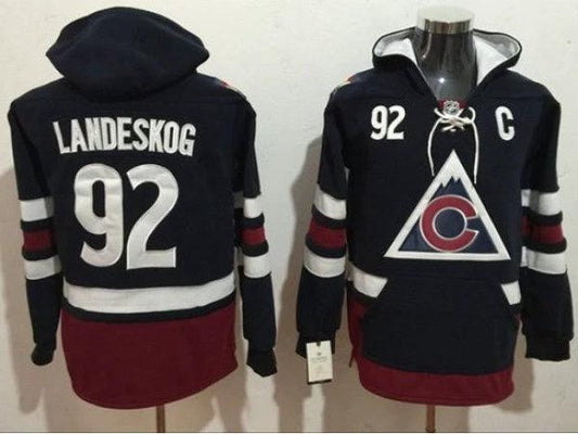 Colorado Avalanche #92 Gabriel Landeskog Navy Hoodie by Hockey David