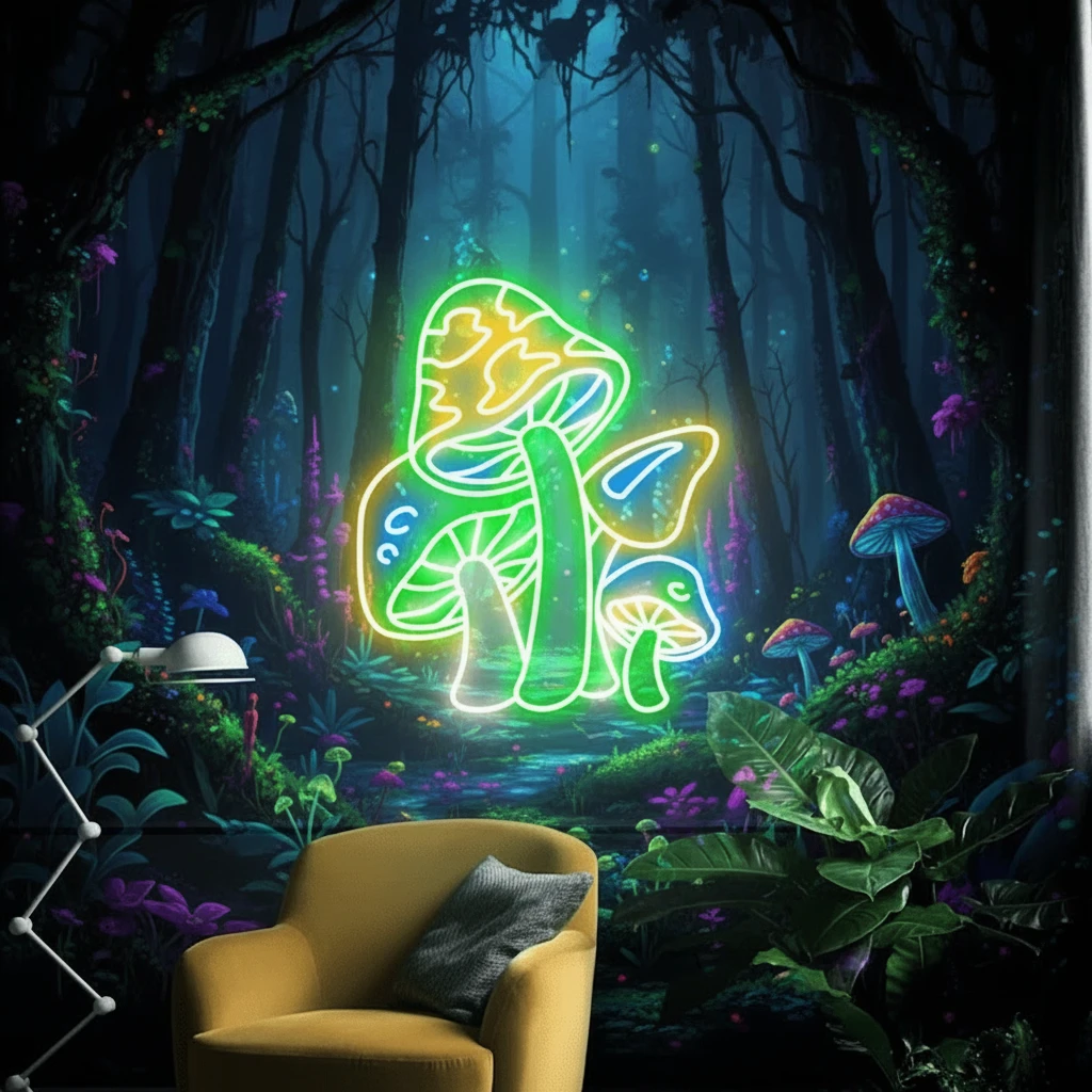Colorful Mushroom Neon Sign Kids Room Decor Sign by Neonchics