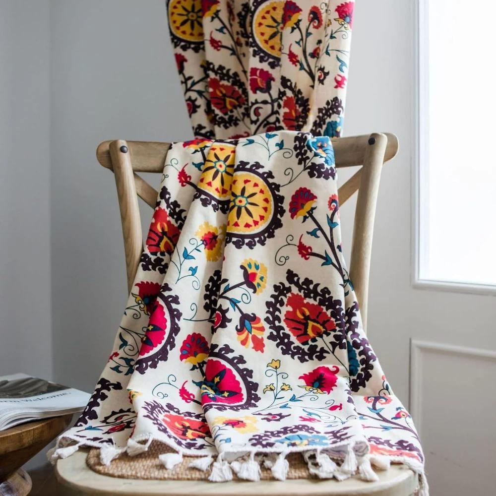Boho Color Wheel Bloom Tassel Curtain by Casa & Beyond