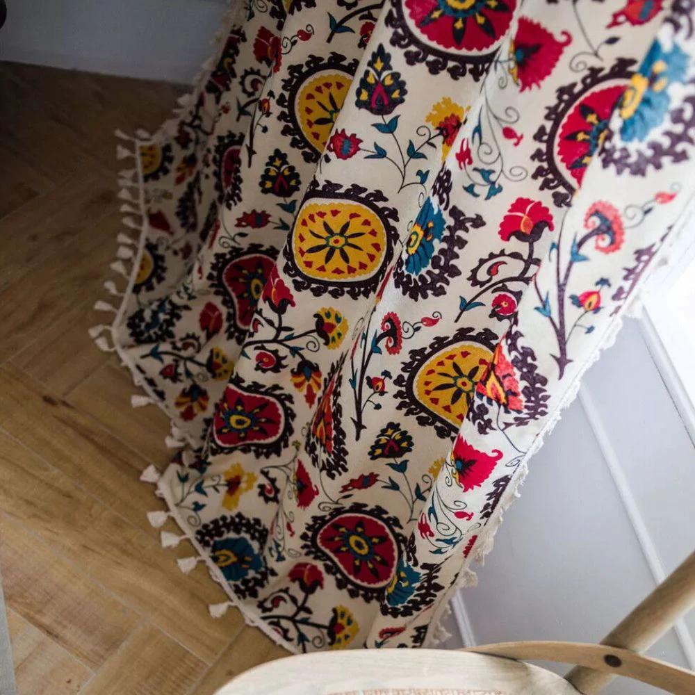 Boho Color Wheel Bloom Tassel Curtain by Casa & Beyond